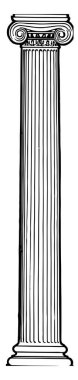 İyonik sütun, kapağı, zenginleştirilmiş, yumurta, dart, normalde, standı, vintage çizgi çizme veya oyma illüstrasyon.