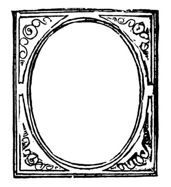 Picture-frame structure for admitting inclosing or supporting in this picture, vintage line drawing or engraving illustration. clipart