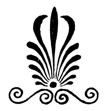 Bir antik Mısır, vintage çizgi çizme veya oyma illüstrasyon kaynaklanan Anthemion cinayet sebebi.