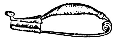 Broş reflexed terminal süsleme, vintage çizgi çizme veya oyma illüstrasyon.