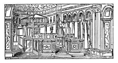 St. Clement, Partido, İl Buenos Aires, İtalyan binalar ve anıtlar, vintage çizgi çizme veya oyma illüstrasyon Arjantinli bir kasabada olduğunu.