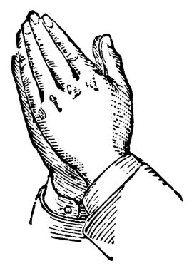 Bu resmi niyaz, vintage çizgi çizme veya oyma illüstrasyon eller konumda temsil eder..