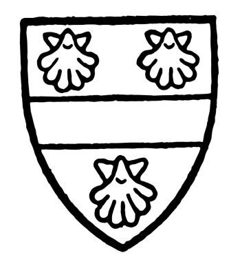 Northamptonshire Chamberlayne Gules bir fesse, vintage çizgi çizme veya oyma illüstrasyon delik.