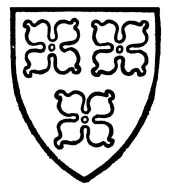 Vincent masmavi üç quarterfoils gümüş, vintage çizgi çizme veya oyma illüstrasyon delik.