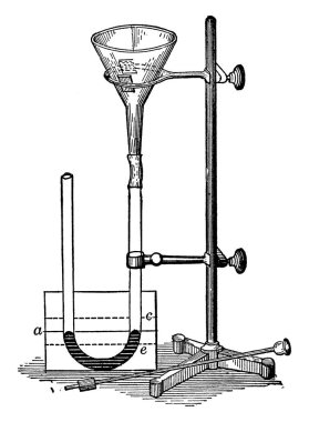 Bu diyagram etkileri su Mercury bir U-Tüp, vintage çizgi çizme veya oyma illüstrasyon temsil eder.