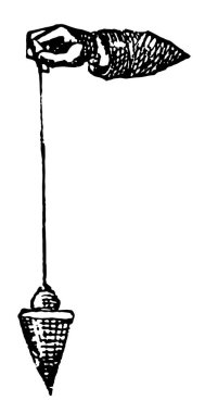 Bu resimde bir düşey yönde, vintage çizgi çizme veya oyma illüstrasyon belirtmek için kullanılan çekül temsil eder..