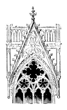 Köln Katedrali, Almanya, orta dönem oyma, dekoratif Gable yer altıncı ve yedinci Avenue arasında Brooklyn, vintage çizgi çizme veya oyma illüstrasyon Park Slope mahalle. 