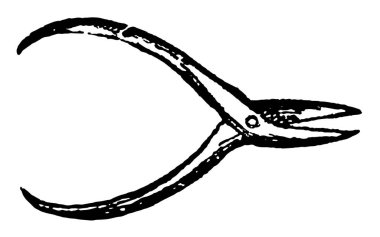 Bu çizimde temsil küçük bir nesne için kullanılan pense ele geçirilen ve bükülmüş, vintage hat çizim veya gravür illüstrasyon.