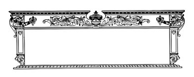 Süslü afiş var retro desen tasarım, vintage çizgi çizme veya oyma illüstrasyon.