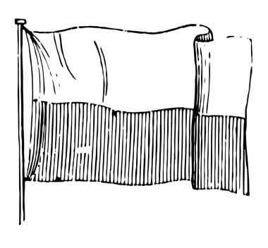 Bayrak Lubeck, 1881, bu bayrak iki yatay bantlar eşit, daha düşük bant vardır dikey şeritler, vintage çizgi çizme veya oyma illüstrasyon 