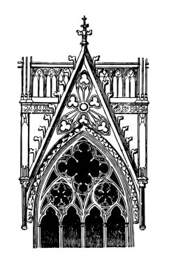 Gable bir penceresi, Köln, üzerinde genellikle üçgen bölümü, kesişen çatı sahaları, yapısal sistemi, vintage çizgi çizme veya illüstrasyon oyma kenarları arasındaki duvar.