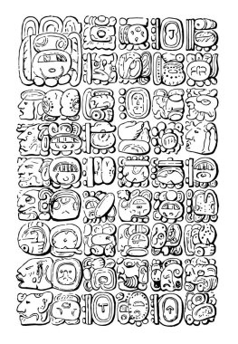 Palenque Hieroglyphics of the Ruins of an Ancient pattern, vintage line drawing or engraving illustration.