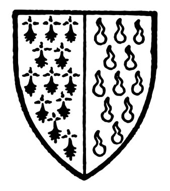 Grayndorge çap parti ermine ve vert, çizim veya şekil oyma vintage çizgi.