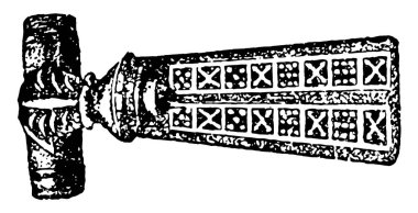 Broş var Fibula Vasari'nin iş, vintage çizgi çizme veya oyma illüstrasyon.