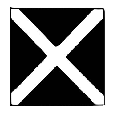 A harfi için uluslararası kod bayrağı, kare şekli bayrak beyaz çarpı vintage çizgi çizme veya oyma şekil içinde