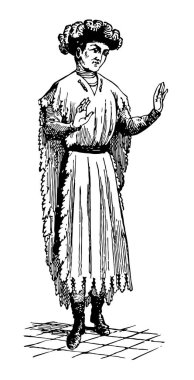 Bir süs noktası veya yarık bir giysi, vintage çizgi çizme veya oyma illüstrasyon kenarına kolsuz Dalmatic olduğunu.