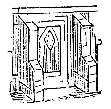 Payandanın, mimari, tuğla, yapı, taş, duvar, savunma, vintage çizgi çizme veya oyma illüstrasyon.