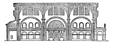 Constantine, bazilika, Roman Forum, vintage çizgi çizme veya oyma illüstrasyon antik bir binada Maxentius, barış Tapınağı bölümünü Bazilikası.