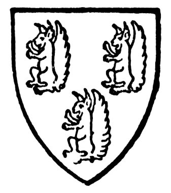 Lancashire Talbot üç mor sincap, vintage çizgi çizme veya oyma illüstrasyon vardı.