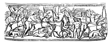 Sirk, bir antik bas Rölyef, etkin bir akrobatik at binicisi, diğer performans sanat becerileri ve stilleri, vintage çizgi çizme veya illüstrasyon oyma minimum çap.