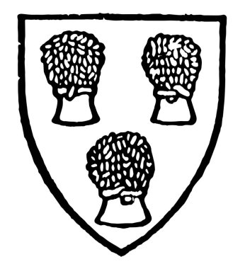 Chester üç sheaves kalkan, vintage çizgi çizme veya oyma resimde olmak var.