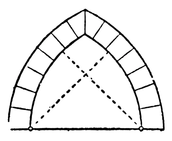 Gleichseitiger Bogen Beschrieben Aus Zwei Zentren Kreisförmig Kurven Zwei Vintage — Stockvektor