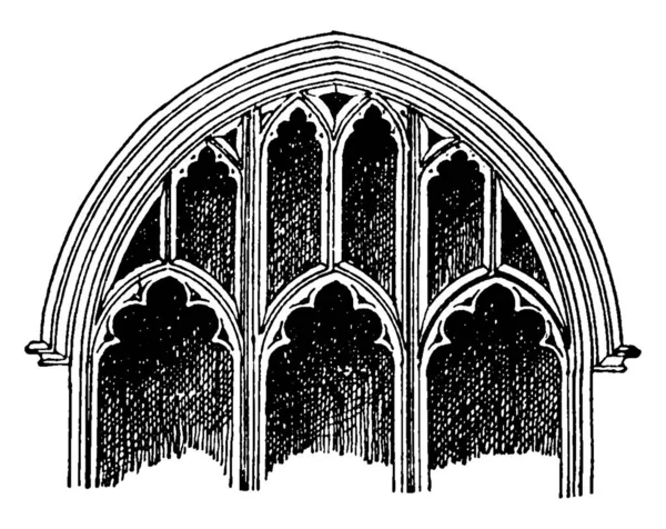 Tracery Foram Realizadas Entre Mullions Pedra Estreita Comprimentos Cuidadosamente Moldados —  Vetores de Stock