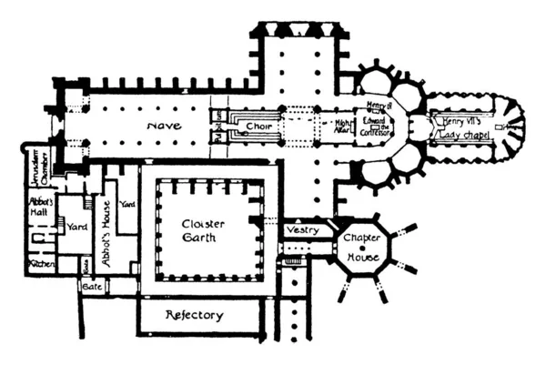 Cathédrale Westminster Londres Avec Des Éléments Indiqués Est Une Maison — Image vectorielle