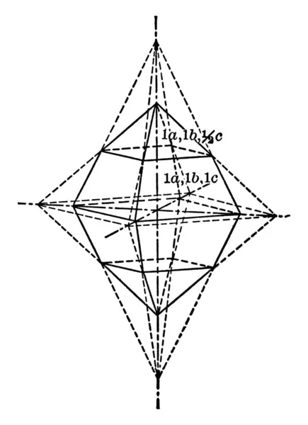 Dieses Diagramm Stellt Schwefelkristall Vintage Linienzeichnung Oder Gravierillustration Dar — Stockvektor