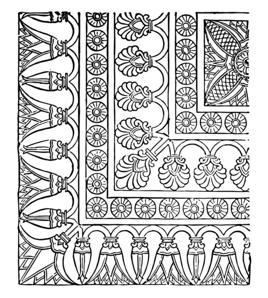 Kujundschik 'in bu resimde geleneksel deseni, klasik çizgi çizimi veya gravür illüstrasyonları var.