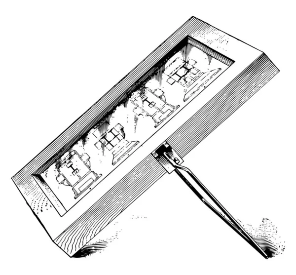 Questa Illustrazione Rappresenta Pittura Telaio Linea Vintage Disegno Incisione Illustrazione — Vettoriale Stock