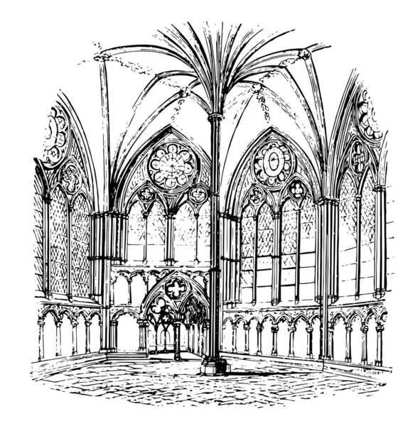 Kapitel House Salisbury Cathedral Arkitektur Byggnaden Rummet Del Katedral Klostret — Stock vektor