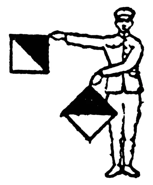 Sygnał Flaga Flagi Sygnałowe Litery Lub Ilość Zapłonów Człowieka Posiadającego — Wektor stockowy