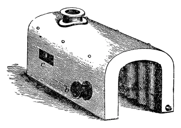 此插图表示鞍式锅炉 这是一个非常有效的形式 复古线条画或雕刻插图 — 图库矢量图片