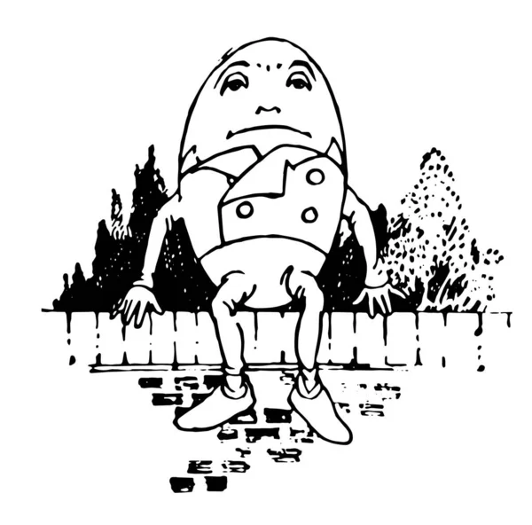 Humpty Dumpty Sahneyi Bir Yumurta Bacaklar Ile Gösterir Bileşik Duvar — Stok Vektör