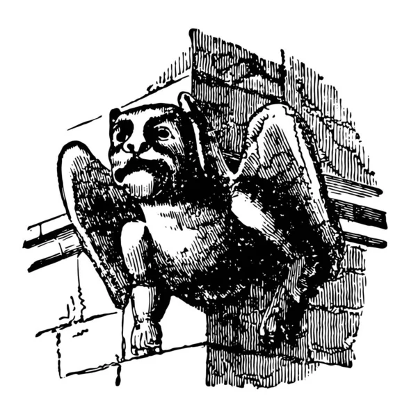 Gargoyle Utilisé Pour Jeter Eau Gouttières Bâtiment Monstre Grotesque Animal — Image vectorielle