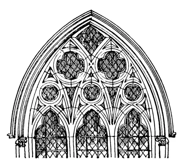 Tracery Igreja Meopham Ampla Com Uma Simples Janela Gótica Cabeça — Vetor de Stock