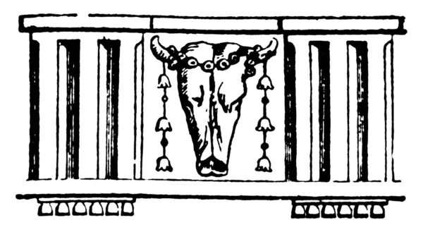 Triglyph Ozdoba Dórského Vlysu Skládající Tří Čtverečních Projekcí Rovnoběžné Škrábance — Stockový vektor
