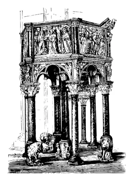 Die Kanzel Der Taufkapelle Ist Das Früheste Beglaubigte Werk Des — Stockvektor