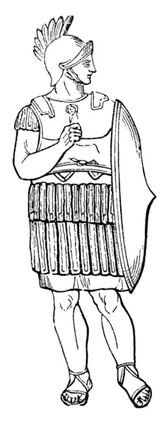 Roman Clypeus Uit Kolom Van Trajanus Vintage Lijntekening Gravure Illustratie — Stockvector