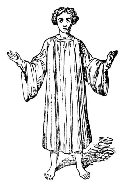Dalmatique Dans Église Catholique Romaine Dessin Ligne Vintage Illustration Gravure — Image vectorielle