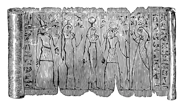 Papirus Lub New York Historical Society Oznaczania Dokumentów Vintage Rysowania — Wektor stockowy