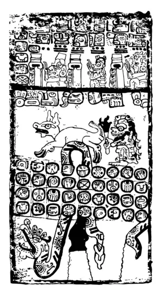 Afbeelding Van Codex Cortesianus Vintage Lijntekening Gravure Illustratie — Stockvector