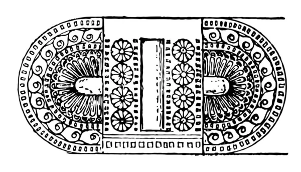 Mycenaean Ornament Padrão Friso Desenho Linha Vintage Gravura Ilustração —  Vetores de Stock