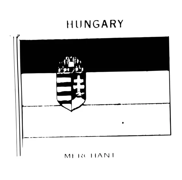 ハンガリー 1923 このフラグは つの等しい水平バンドの Red Top 白と緑 そしてそれで起重機の側面 ビンテージの線描画や彫刻イラストに向けて つのバンドは — ストックベクタ