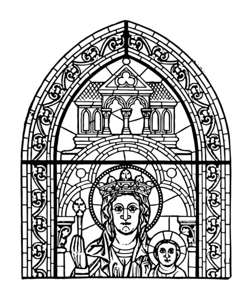 Erken Fransızca Pencerede Chartres Özgün Vitray Pencereler Çoğunluğu Hayatta Olduğu — Stok Vektör