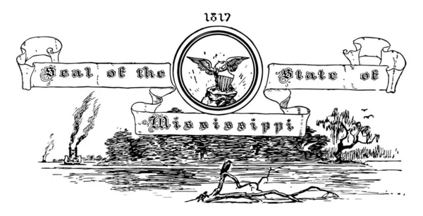 Spojené Státy Pečeť Státu Mississippi Roce 1817 Centrum Pečeť Orel — Stockový vektor