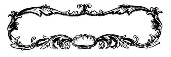 Ornamentierte Banner Haben Blättermuster Diesem Rand Vintage Linienzeichnung Oder Gravierillustration — Stockvektor