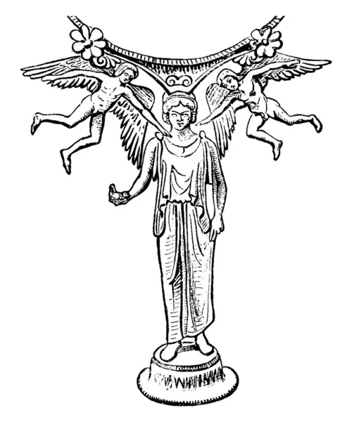 Αγαλματίδιο Ήταν Μια Στάση Του Καθρέφτη Στο Χάλκινο Εκλεκτής Ποιότητας — Διανυσματικό Αρχείο