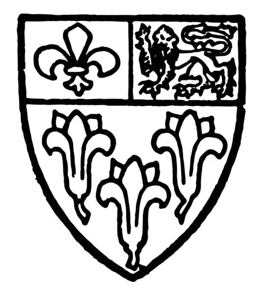 Eton College zambak ile onların sap ve yaprakları grant, vintage çizgi çizme veya oyma illüstrasyon.